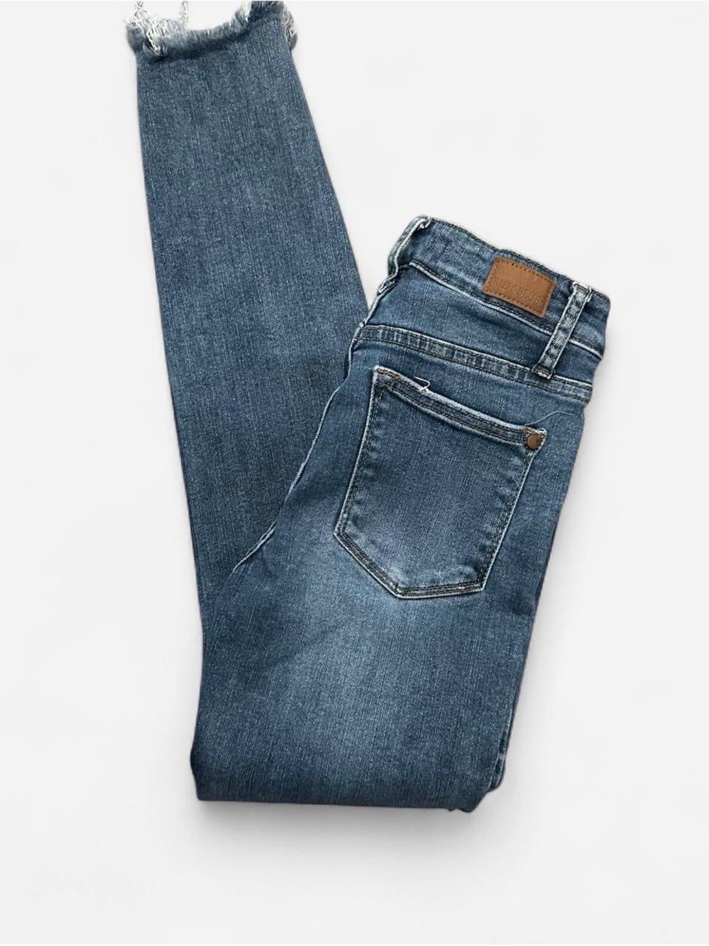 Judy Blue Skinny Jeans Size 0/24 Women’s Distressed Hem Dark Wash Denim Stretchy